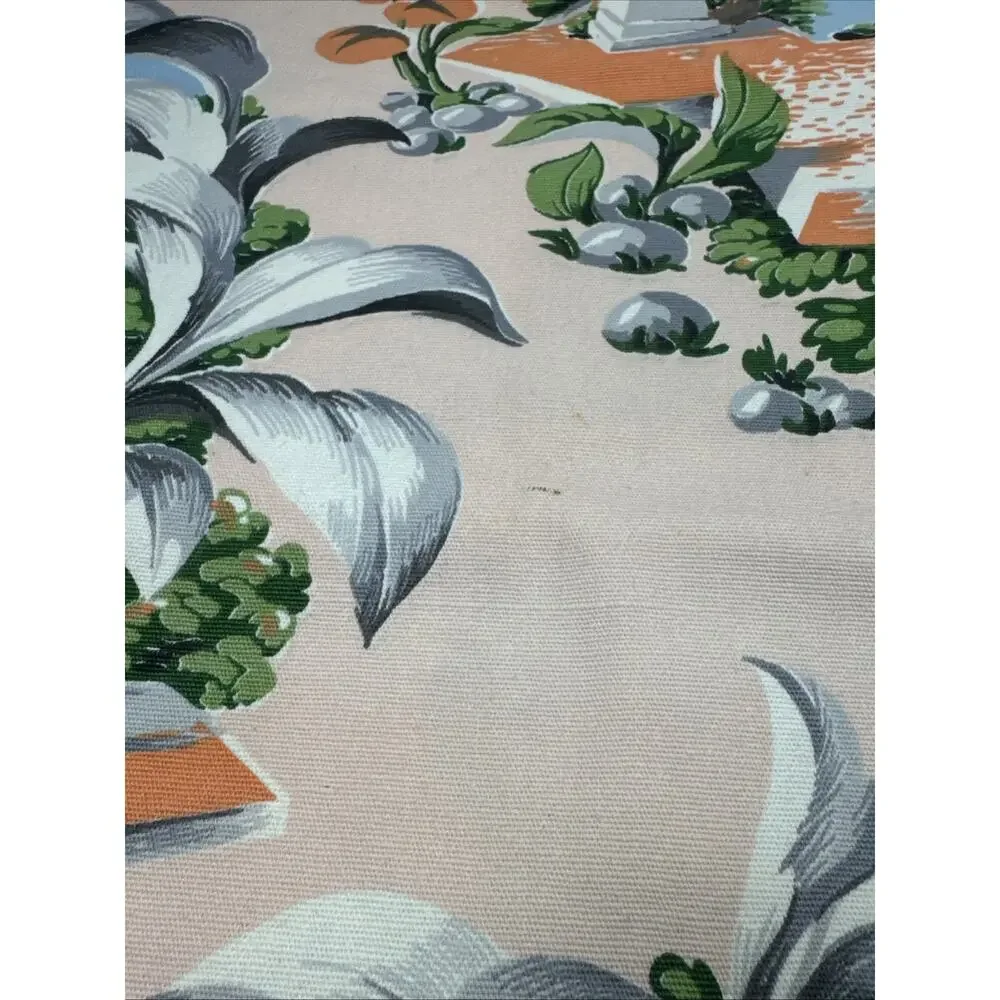 Large Vintage Tropical Bark Cloth Fabric Panels 48